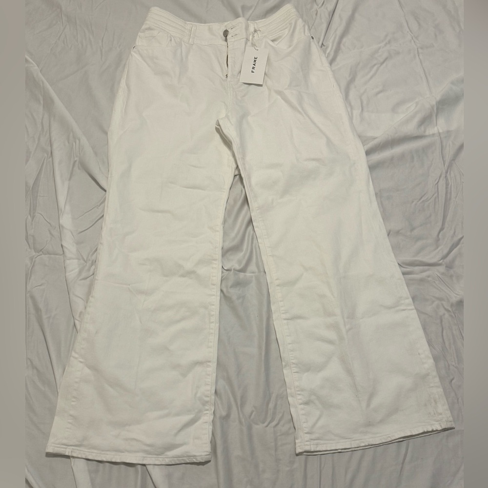 Frame, wide leg, white denim